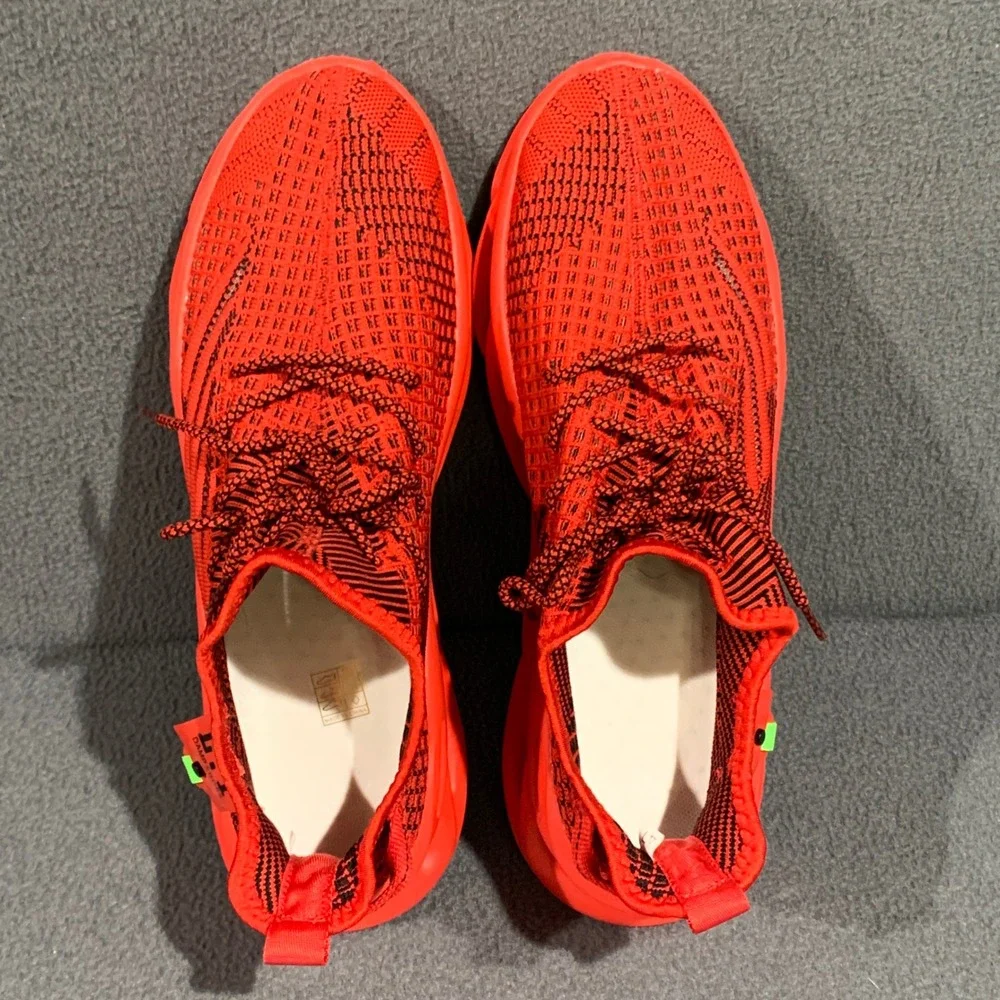 LT Damp Shoes Mens Bright Red Knit Mesh Pop Of Color Sneakers Size‎ 14